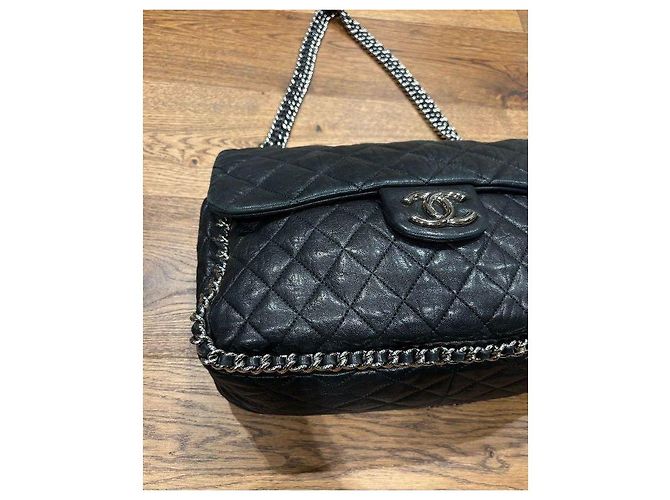 Timeless Chanel Classic Flap Cadena Alrededor Negro - vista 11