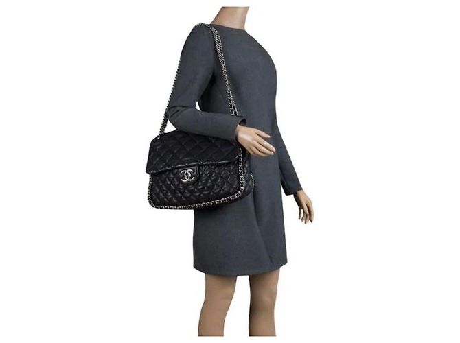 Timeless Chanel Classic Flap Cadena Alrededor Negro - vista 7