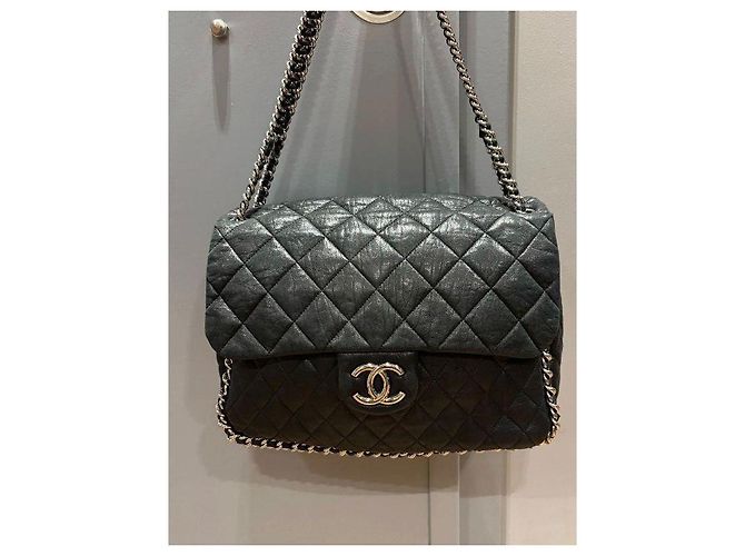 Timeless Chanel Classic Flap Cadena Alrededor Negro - vista 8