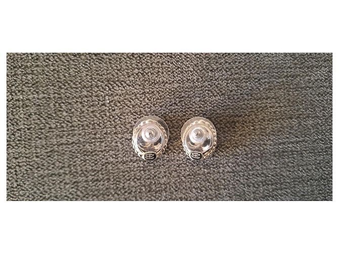 Cambon Orecchini Chanel CC Argento a Forma Ovale con Strass Doppio C Silver hardware - vista 9