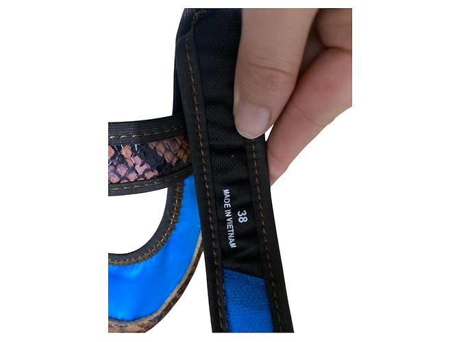 Bimba & Lola pantofole con due cinturini Blu Marrone scuro - vista 3