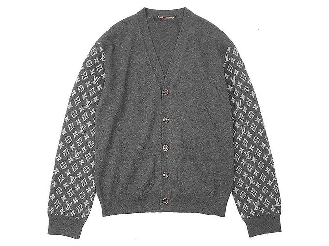 Cardigã de lã e caxemira Monogram da Louis Vuitton Marrom Cinza - vista 12