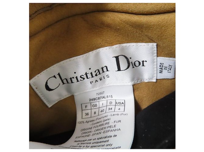 Abrigo de shearling bordado con abeja Mouton Christian Dior Beige - vista 11