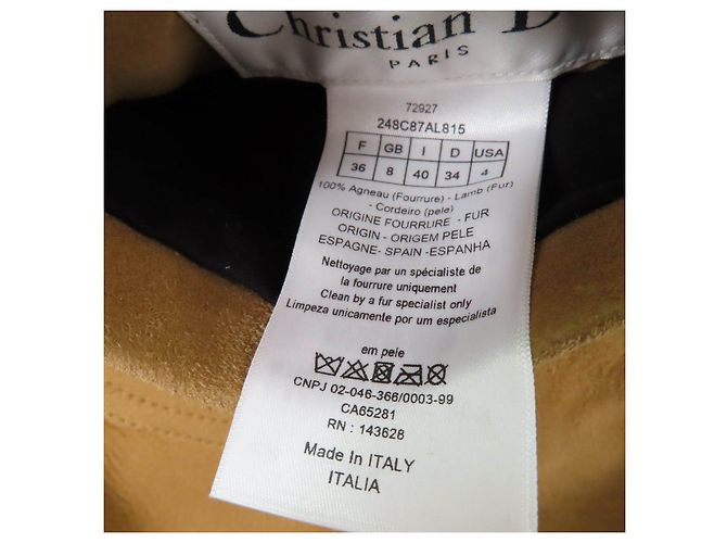 Abrigo de shearling bordado con abeja Mouton Christian Dior Beige - vista 12