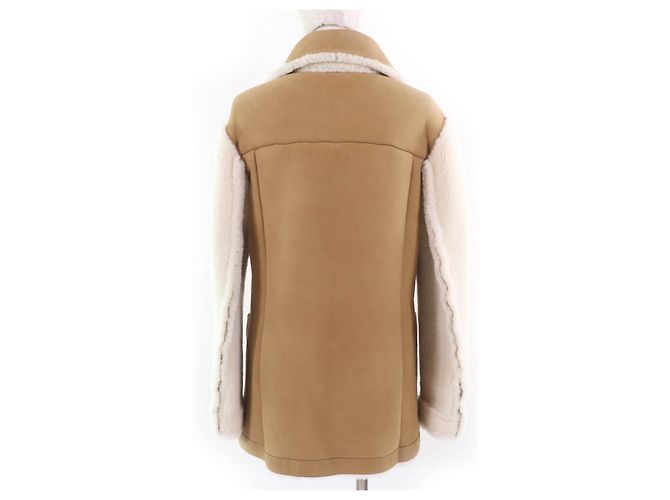 Abrigo de shearling bordado con abeja Mouton Christian Dior Beige - vista 3