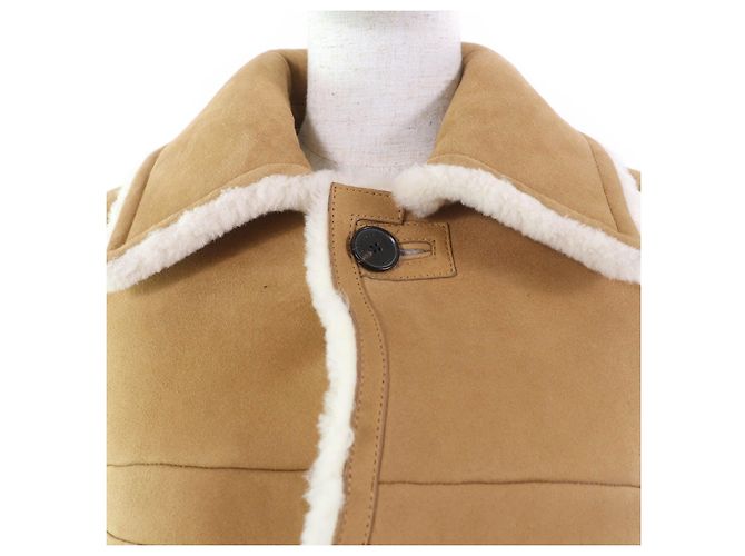 Abrigo de shearling bordado con abeja Mouton Christian Dior Beige - vista 4