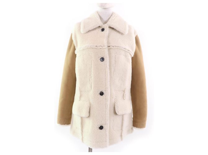 Abrigo de shearling bordado con abeja Mouton Christian Dior Beige - vista 5