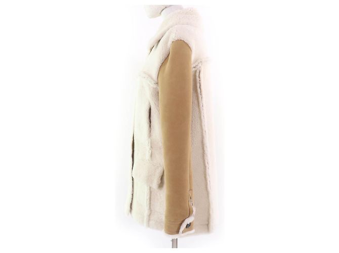 Abrigo de shearling bordado con abeja Mouton Christian Dior Beige - vista 6