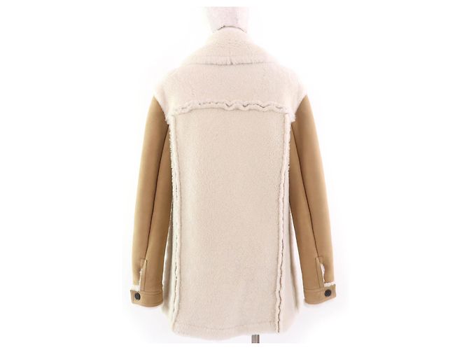 Abrigo de shearling bordado con abeja Mouton Christian Dior Beige - vista 7