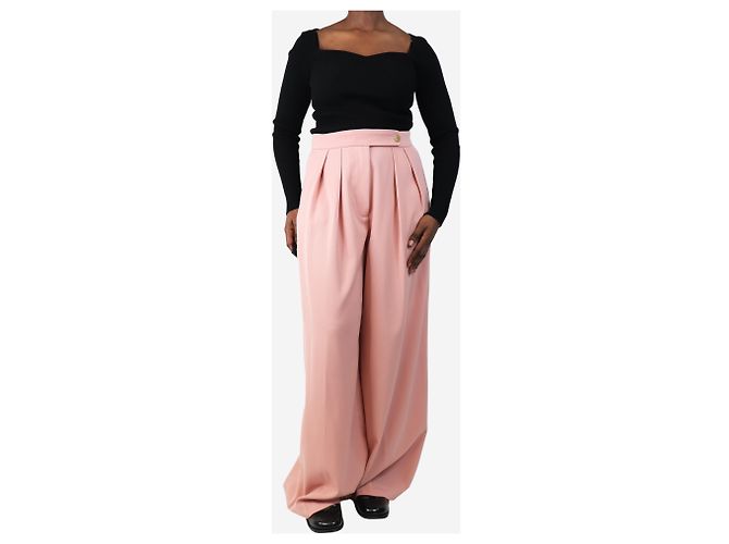 Dries Van Noten Rosa plissierte weite Hose - Größe UK 12 - Ansicht 2