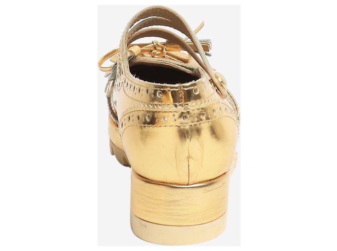 Autre Marque Goldfransen-Plateauschuhe - Größe EU 40 Golden - Ansicht 3