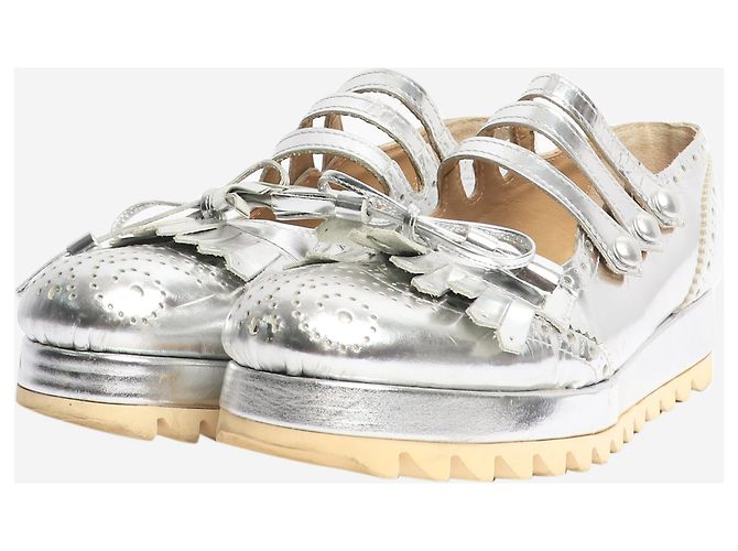 Autre Marque Silberne Plattformschuhe mit Fransen - Größe EU 40 - Ansicht 2