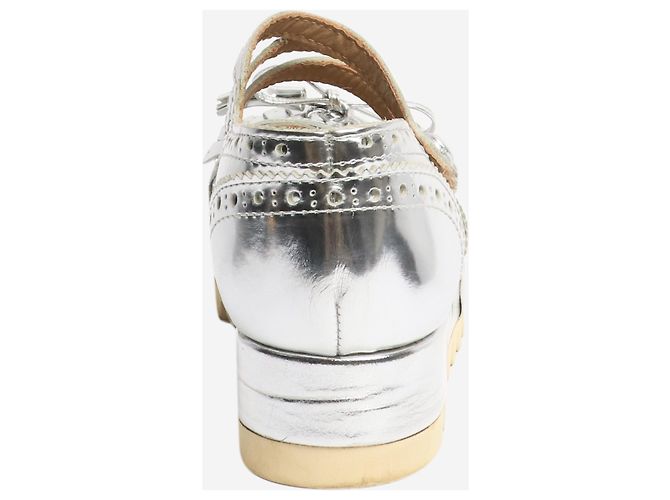 Autre Marque Silberne Plattformschuhe mit Fransen - Größe EU 40 - Ansicht 3