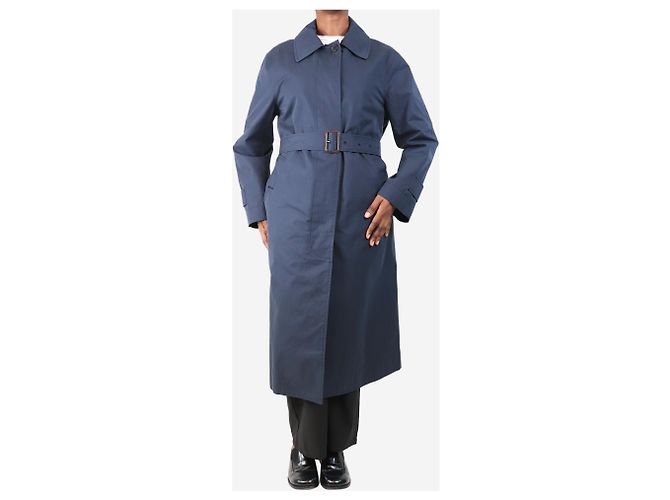 Autre Marque Abrigo de sarga de algodón impermeable azul marino - talla UK 12 - vista 3