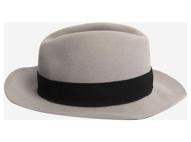 Maison Michel Grau und schwarzer Fedora-Hut - Größe L - Ansicht 3
