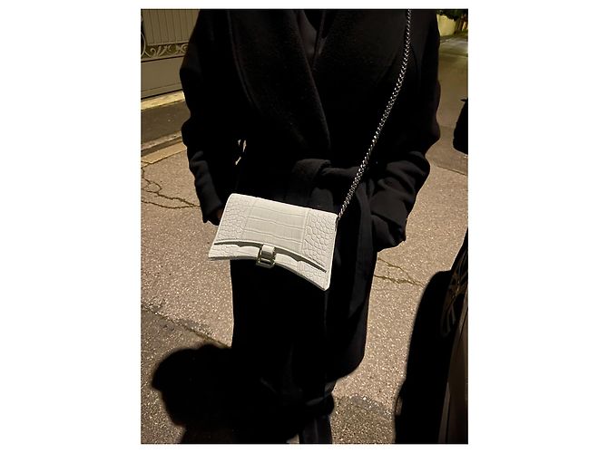 Borsa a mano Balenciaga Hourglass in pelle eggshell Bianco sporco - vista 11