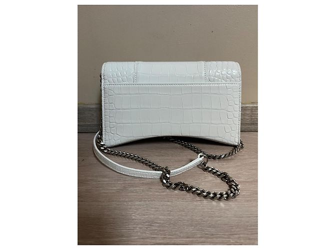 Borsa a mano Balenciaga Hourglass in pelle eggshell Bianco sporco - vista 3
