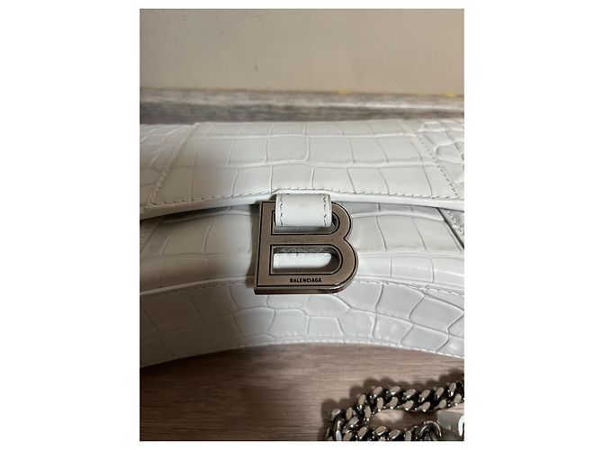 Borsa a mano Balenciaga Hourglass in pelle eggshell Bianco sporco - vista 4
