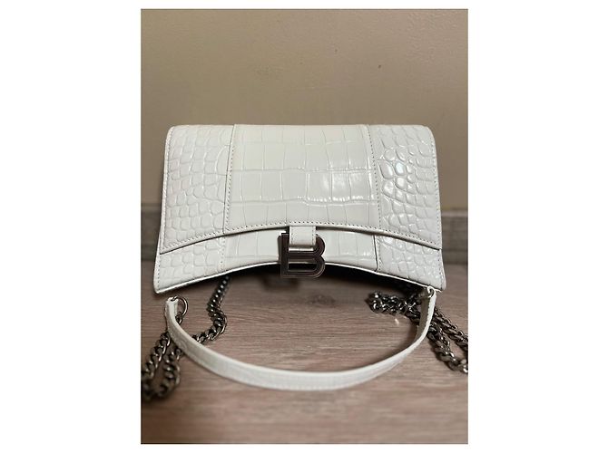 Borsa a mano Balenciaga Hourglass in pelle eggshell Bianco sporco - vista 5