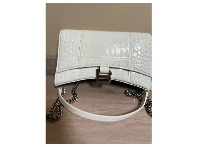 Borsa a mano Balenciaga Hourglass in pelle eggshell Bianco sporco - vista 6