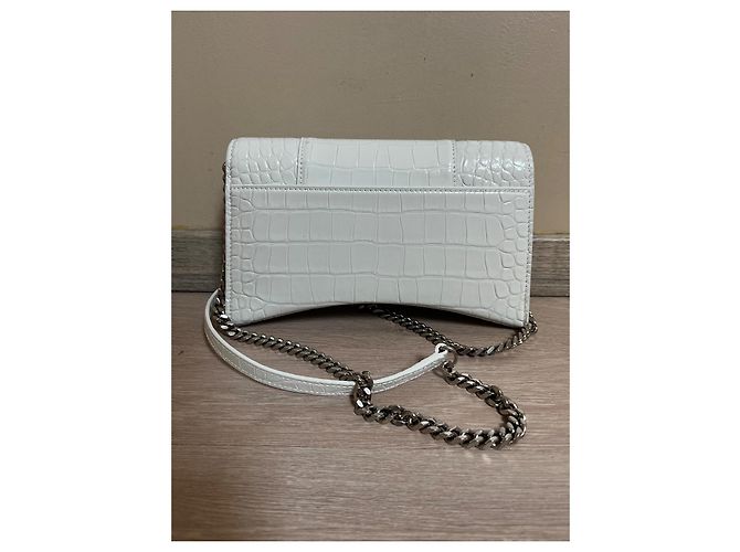 Borsa a mano Balenciaga Hourglass in pelle eggshell Bianco sporco - vista 8
