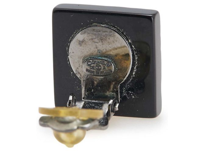 Orecchini quadrati Camelia con il logo Coco di Chanel Nero - vista 3