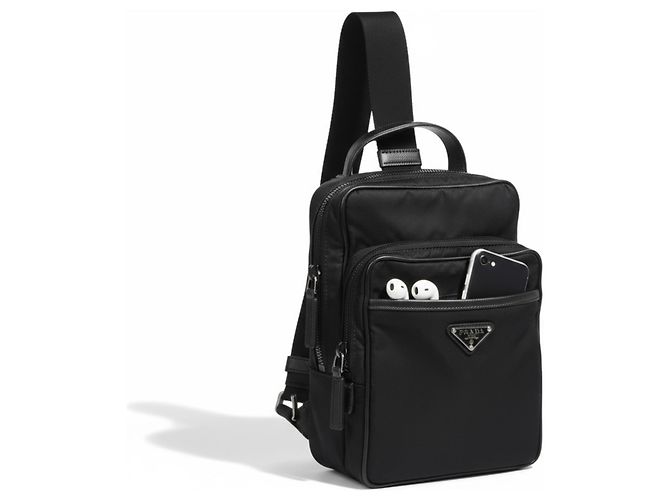 Zaino Prada in Re-Nylon e pelle Saffiano nero - vista 3
