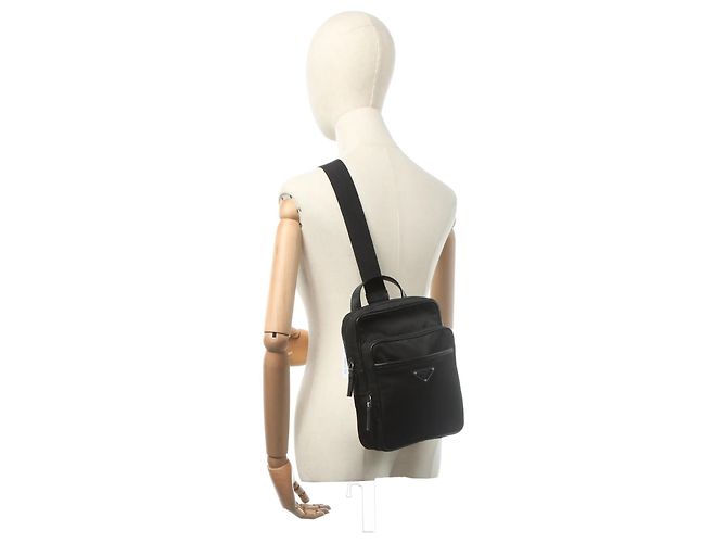 Zaino Prada in Re-Nylon e pelle Saffiano nero - vista 7