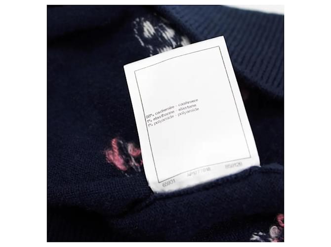 Chanel Pullover mit Blumenmuster aus Kaschmir Dunkelblau Marineblau - Ansicht 10