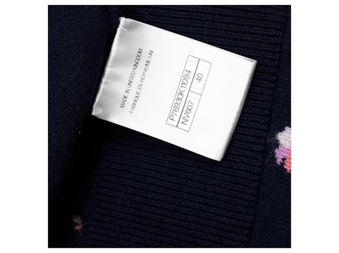 Chanel Pullover mit Blumenmuster aus Kaschmir Dunkelblau Marineblau - Ansicht 12