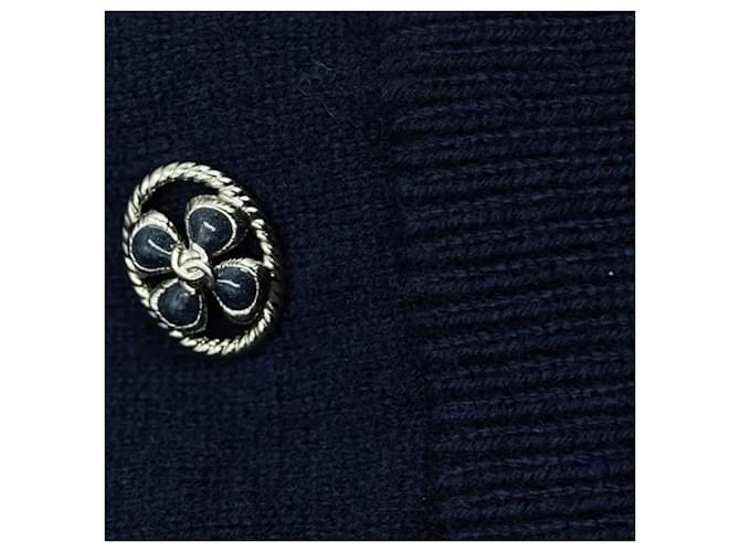 Chanel Pullover mit Blumenmuster aus Kaschmir Dunkelblau Marineblau - Ansicht 13
