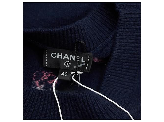 Chanel Pullover mit Blumenmuster aus Kaschmir Dunkelblau Marineblau - Ansicht 14