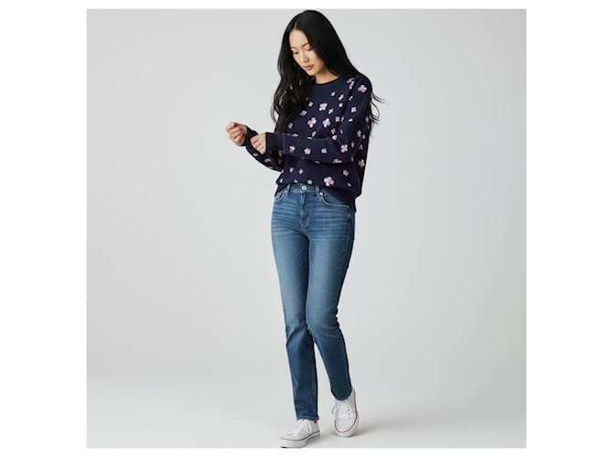 Chanel Pullover mit Blumenmuster aus Kaschmir Dunkelblau Marineblau - Ansicht 7