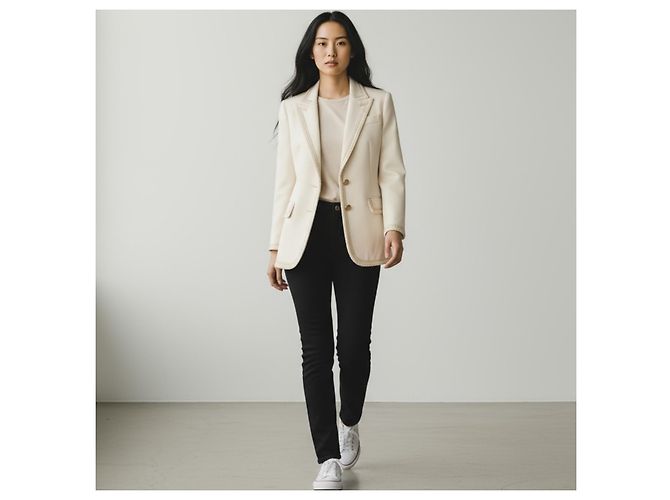 Blazer Gucci de Crepé de Doble Botonadura Crema - vista 6