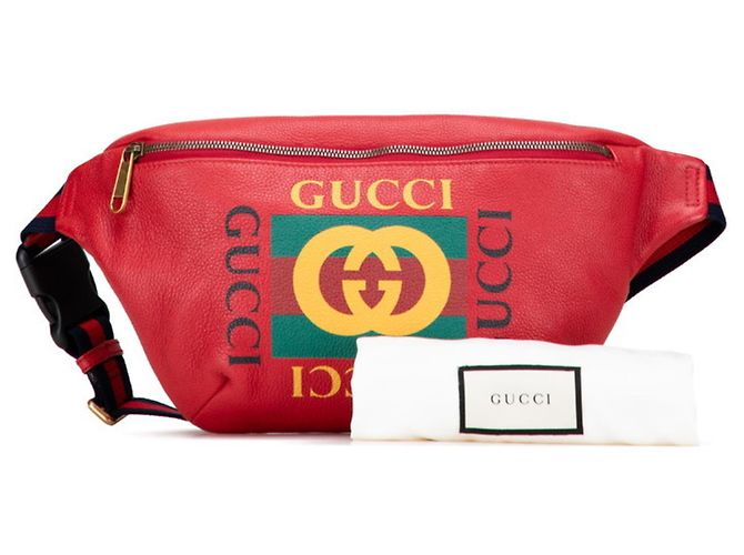 Gucci Sherry Line Red Leather Fanny Pack - view 10