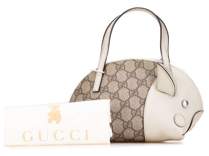 Mini borsa Zoo Pig GG Supreme per bambini di Gucci Beige - vista 10