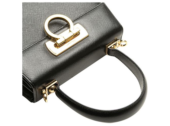 Borsa in pelle Gancini di Salvatore Ferragamo Nero - vista 5
