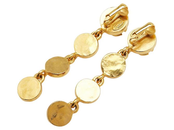 Orecchini rotondi a pendolo Cocomark vintage di Chanel D'oro Bordò - vista 2