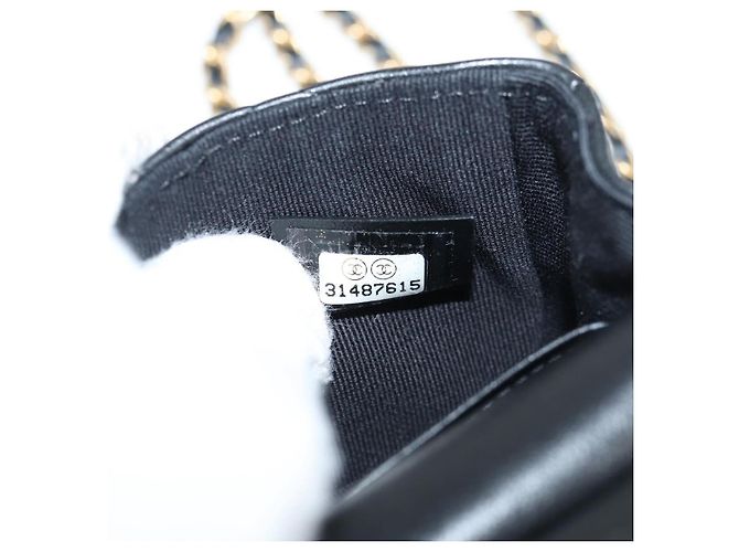 Chanel Lady Handle Klappkartenhalter aus gestepptem Kalbsleder mit Kette Schwarz - Ansicht 6