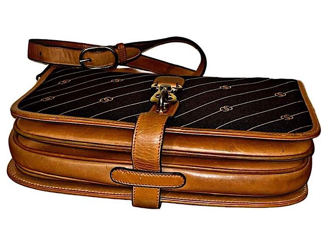 Borsa a tracolla Gucci GG a righe marrone - vista 7