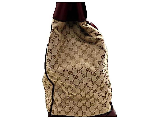Borsa da viaggio oversize Gucci Monogramma GG in coccodrillo e pelle beige - vista 4