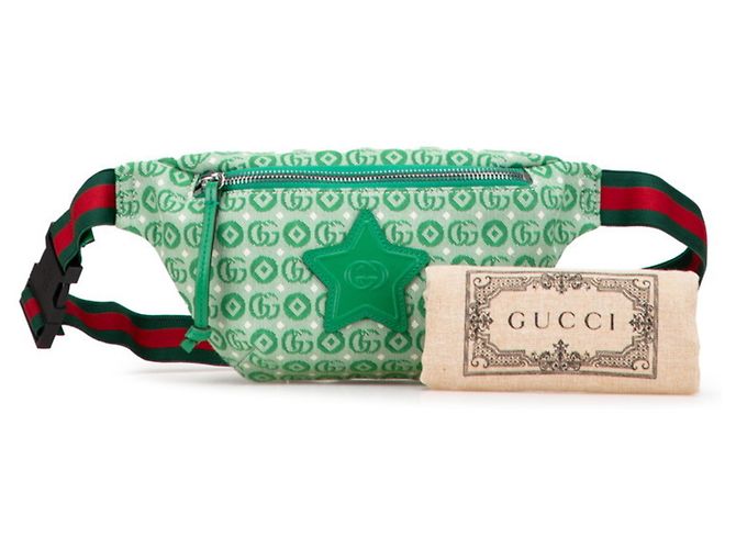 Marsupio Gucci per bambini con logo GG stella in tela verde - vista 10