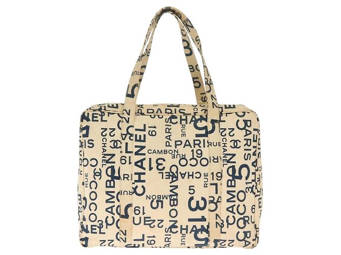 Chanel Cambon Tote in Tela Bianca Bianco - vista 2