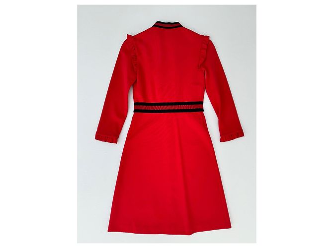 Vestido Gucci de Jersey Rojo con Detalles Web Roja - vista 3