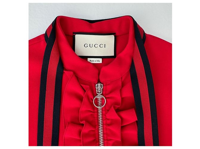 Vestido Gucci de Jersey Rojo con Detalles Web Roja - vista 5