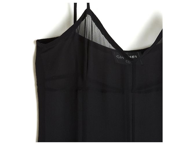 Mono Transparente Chanel FR38 Negro Seda Transparente Crepé UK10 US8 - vista 2