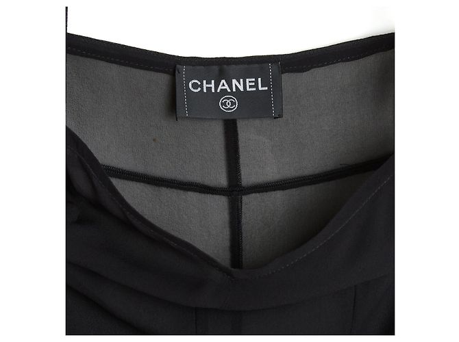 Mono Transparente Chanel FR38 Negro Seda Transparente Crepé UK10 US8 - vista 3