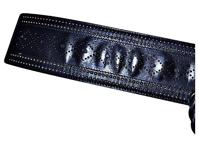 Cintura Gucci in bambù e corda nera con borchie Nero - vista 6