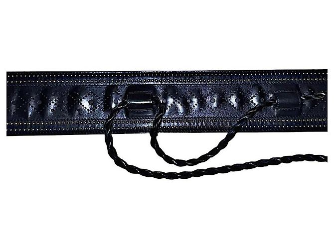 Cintura Gucci in bambù e corda nera con borchie Nero - vista 7