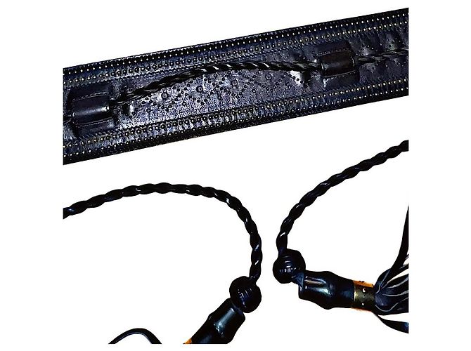 Cintura Gucci in bambù e corda nera con borchie Nero - vista 8